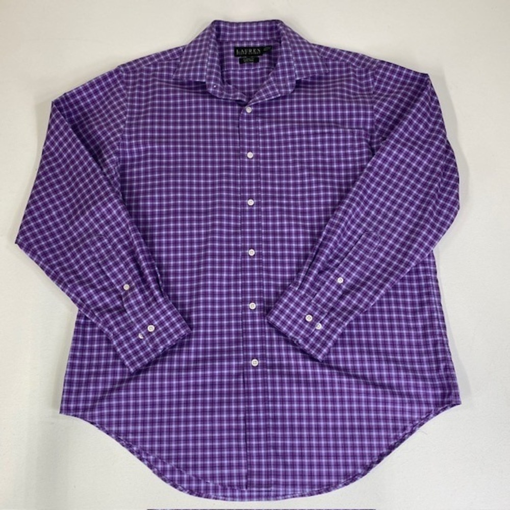 Lauren Ralph Lauren Classic Fit Non Iron Purple Plaid Dress‎ Shirt 16 1/2